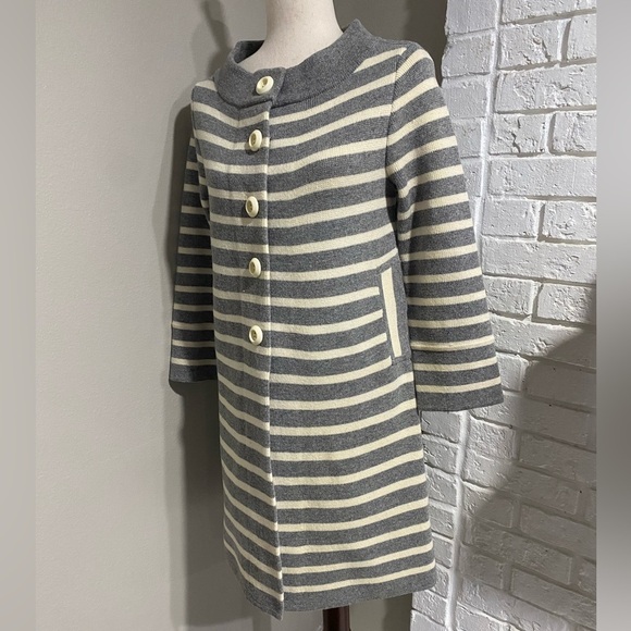 J. Crew Sweaters - Women’s J. Crew Striped Gray and Cream Coat